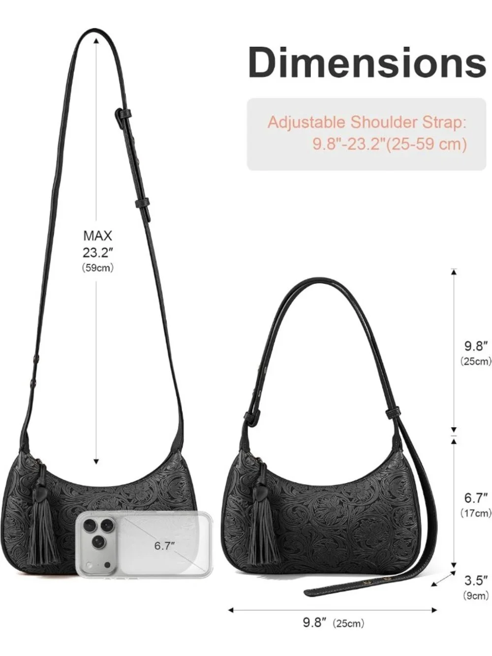 Vintage Floral Embossed Hobo Bag | Retro Vegan Leather Crossbody Purse with
